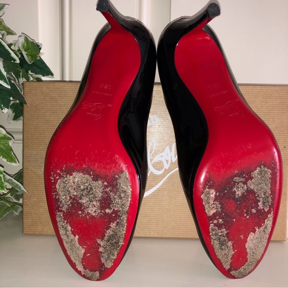 Christian Louboutin Simple Black Patent Calf Leather 70 Heel Pumps Size 38.5 - Picture 5 of 16